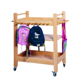 Taschenwagen B/H/T: 83,5 x 86,3 x 57,5 cm, mit 28 Holzhaken und 3 Ablageflächen-image