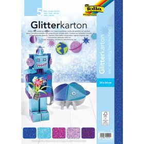 Glitterkarton ICE, 300g, 5 Farben sortiert, 24 x 34 cm-image