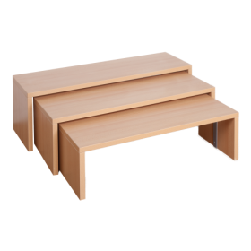 Set aus 3 Sitzbänken mit Stahlunterzügen, übereinander stapelbar B/H/T: 100/92/84x34/30/26x32 cm-image