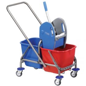 Zweieimer- Edelstahl- Reinigungswagen-image