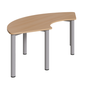 Drittelkreistisch mit Rundrohrfüssen, Melaminharzplatte Außendurchmesser 200 cm, ca. 173 x 80 cm, Stahlzargengestell, Rundrohrfüsse Ø 60 mm, melaminharzbeschichtete Tischplatte, wählbare Tischhöhe-image