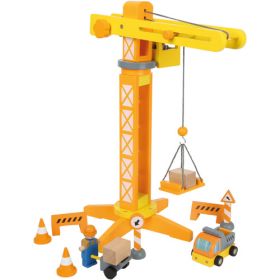 Baukran mit Baustellenzubehör-image