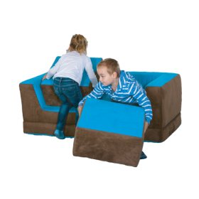 Kinder Klappcouch mit 2 Sesseln B/H/T: 140x50x70 cm, Sitzhöhe: 25 cm, Hocker je 49x49x25 cm, lieferbar in diversen Bezügen-image
