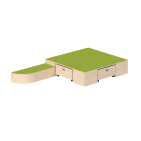 Podestanlage 2, 3teilig, mit Linoleum-Deckplatten B/H/T: 260x24/35x150 cm, mit verschieden hohen Podestelementen und 2 Rollkästen-image