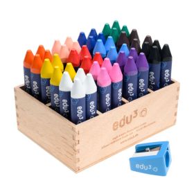 edu3 prime Jumbo Wachsmalkreide Holzaufsteller mit 48 Kreiden-image