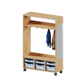 Umkleidewagen in Korpusbauweise B/H/T: 105x160x40 cm, 3 hohe und 3 flache ErgoTray-Boxen, Spiegel, Dreifachhaken-image