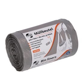 Müllbeutel 30 Ltr. mit Tragegriff, grau, Rolle mit 50 Beutel, klimaneutralisiert-image