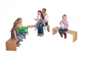 Set aus 3 Sitzbänken mit Stahlunterzügen, übereinander stapelbar B/H/T: 100/92/84x34/30/26x32 cm-image