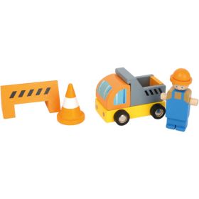 Baukran mit Baustellenzubehör-image