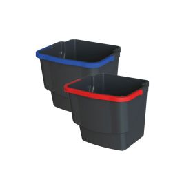 Kunststoffeimer EcoBlack, roter Griff, 20 Ltr-image