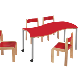 Rechtecktisch in Wellenform B/T: 120x60 cm, höhenverstellbar (52-66 cm), kombinierbar mit anderen Tischen der Serie-image