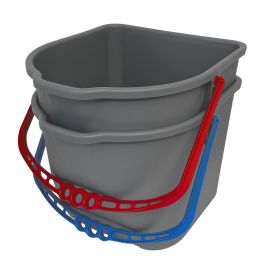 Eimer grau, 15 Liter für Reinigungswagen, 4T HighSelect car, Henkelfarbe nach Wahl-image