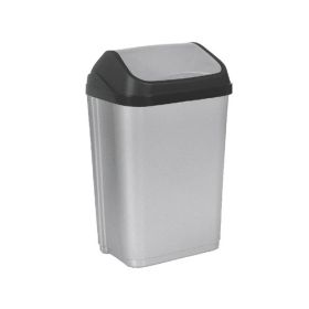 Abfallbehälter Swantje mit Schwingdeckel, 25 l, silber/anthrazit-image