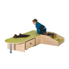 Podestanlage 12, 3teilig, mit Linoleum-Deckplatten B/H/T: 140x35x220 cm, als Laufsteg mit Halbrundansatz, 2 Rollkästen-image