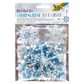 Perlensterne Bastelset für 5 Sterne, Blau-Silber-image