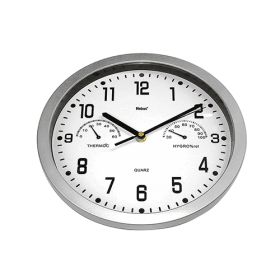 Quarz-Wanduhr, m. Thermometer/Hygrometer, Ø 22,5 cm, silber-image