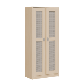 Bettzeugschrank mit 2 Lochblechtüren und 12 Fächern B/H/T: 78x180x40 cm, Rahmentüren mit Lochblechfüllung -image