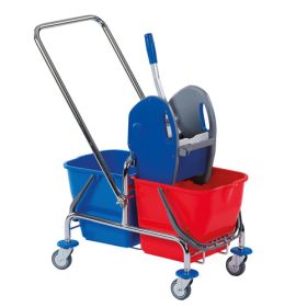 Zweieimer Reinigungswagen, mit Deichsel und Presse-image