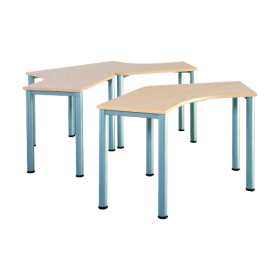 Freiformtisch "Bumerang" B/H/T: 133x72-86x81 cm, Stahlzargengestell mit Stahlrohr-Füßen Ø 60, melaminharzbeschichtete Tischplatte-image