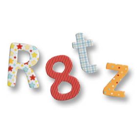 Buchstaben und Zahlen bunt aus Karton, 67 Teile-image