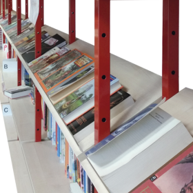 Schrägablage mit Tragrahmen für Bücherregal BR E Schrägablage mit Acrylglas Abrutschschutz für Bücherregal BR E und BR EA-image