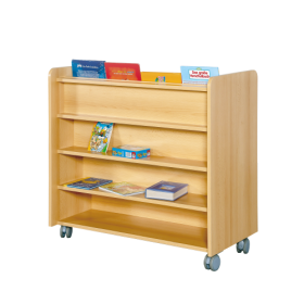 Wendebibliothek doppelseitig, fahrbar B/H/T: 102x94x50 cm, Wendebibliothek mit 7 Ablagen, Dekor nach Wahl-image