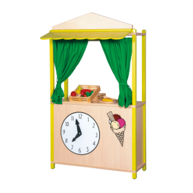 Verkaufsstand in Stollenbauweise mit Vordach B/H/T: 106x195x40 cm, mit Vorhang, Innenseite 2 Fachböden-image