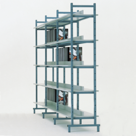 Boden mit Stahlunterzug für Bücherregal doppelseitig B/H/T: 95x4,5x50 cm, mit mittlerer Aufkantung, Dekor nach Wahl-image