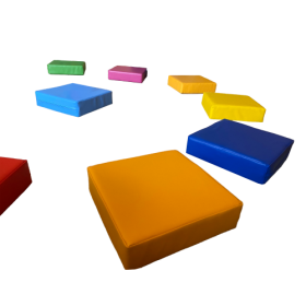 Sitzkissen, quadratisch, im 12er-Set B/H/T: 30x8x30 cm, Regenbogenfarben, Kunstlederbezug-image