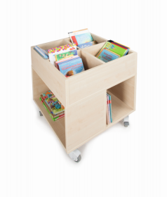 cuBe Bücherinsel "XL" 6-teilig Bücherinsel "XL" mit hoher und flacher Bücherkiste fahrbar und 4 Sitzhockern-image